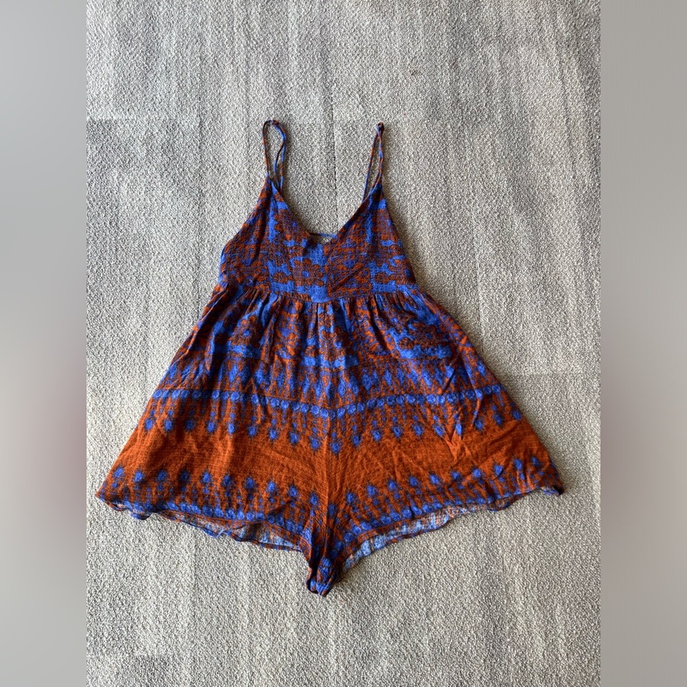 Urban Outfitters Blue and Blood Orange Romper